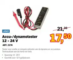 Toolspecial Laser accu-/dynamotester 12 - 24 v aanbieding