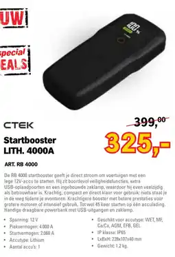 Toolspecial ctek startbooster lith. 4000a aanbieding
