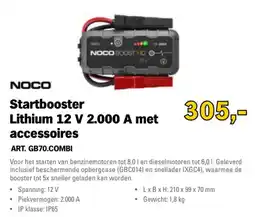 Toolspecial Noco Startbooster Lithium 12 V 2.000 A met accessoires aanbieding