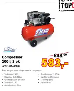Toolspecial fiac compressor 100 l, 3 pk aanbieding