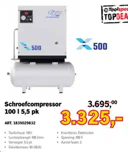 Toolspecial fitac schroefcompressor 100 l 5,5 pk aanbieding
