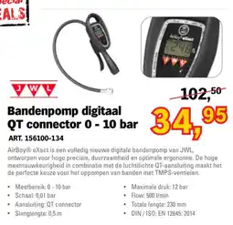 Toolspecial JWL Bandenpomp digitaal QT connector 0-10 bar aanbieding
