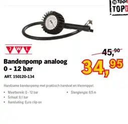 Toolspecial JWL Bandenpomp analog 0 - 12 bar aanbieding