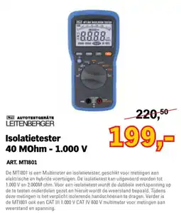 Toolspecial Leitenberger Isolatietester 40 MOhm - 1.000 V aanbieding