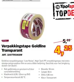 Toolspecial Berklebe Verpakkingstape Goldline Transparant aanbieding
