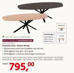HANOS Select Furniture Eettafel Lima - Deens Ovaal aanbieding