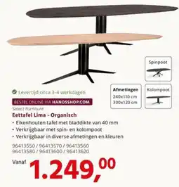 HANOS Select Furniture Eettafel Lima - Organisch aanbieding