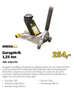 Toolspecial omegalift garagekrik 1,25 ton aanbieding