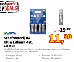 Toolspecial Varta staafbatterij aa ultra lithium 4st. aanbieding