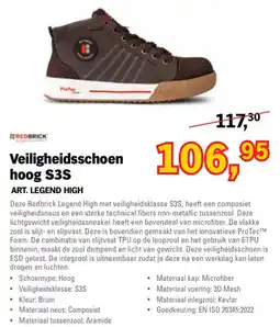 Toolspecial Redbrick veiligheidsschoen hoog S3S aanbieding
