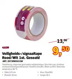 Toolspecial Berkleba Veiligheids-/signaaltape Rood/Wit 1st. Geseald aanbieding