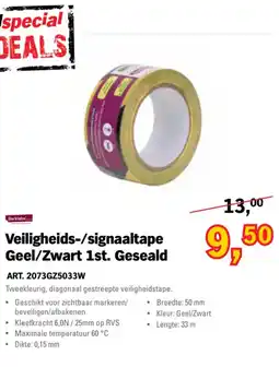 Toolspecial Barkleba Veiligheids-/signaaltape Geel/Zwart 1st. Geseald aanbieding