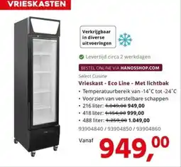 HANOS Select Cuisine Vrieskast - Eco Line - Met lichtbak aanbieding