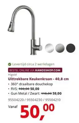HANOS Higold Uittrekbare Keukenkraan - 40,8 cm aanbieding