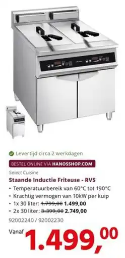 HANOS Select Cuisine Staande Inductie Friteuse - RVS aanbieding