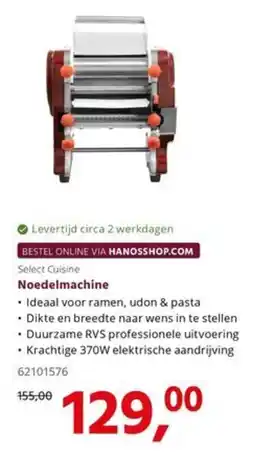 HANOS Select Cuisine Noedelmachine aanbieding