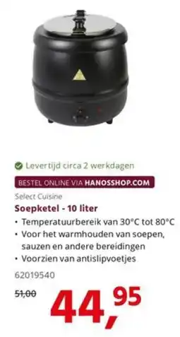 HANOS Select Cuisine Soepketel - 10 liter aanbieding