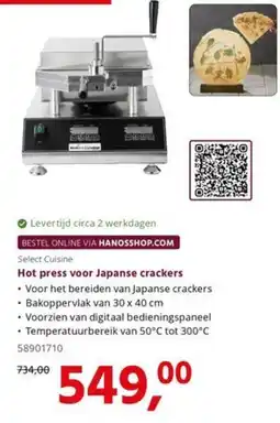 HANOS Select Cuisine Hot press voor Japanese crackers aanbieding
