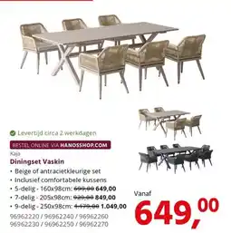 HANOS Kaja Diningset Vaskin aanbieding