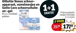 Kruidvat Gillette Venus scheerapparaat, navulmesjes en Satin Care scheerschuim en -gel aanbieding