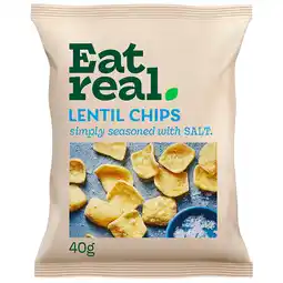 Holland & Barrett 2e product 50% korting | Glutenvrij | Eat Real Lentil Chips Salt - 40g aanbieding