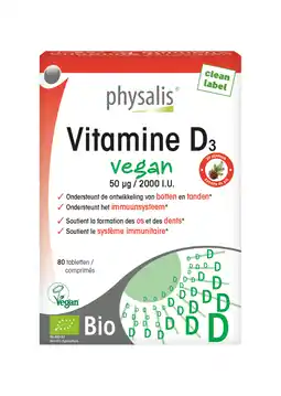 De Online Drogist Physalis Vitamine D3 Vegan Tabletten aanbieding