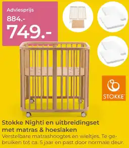 Prenatal Stokke Nighti en uitbreidingset met matras & hoeslaken aanbieding