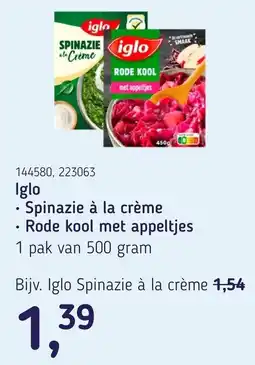 Van Hoeckel Iglo Spinazie à la crème Rode kool met appeltjes aanbieding