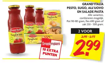 Dekamarkt Grand Italia pesto sugo all uovo en salade pasta aanbieding