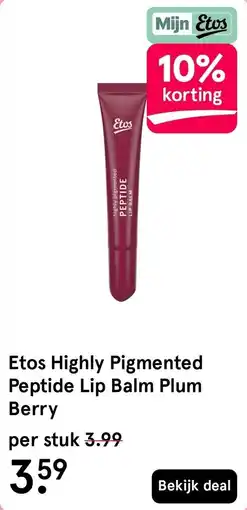 Etos Etos Highly Pigmented Peptide Lip Balm Plum Berry aanbieding