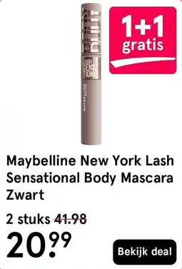 Etos Maybelline New York Lash Sensational Body Mascara Zwart aanbieding