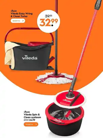 Blokker Vileda Easy Wring & Clean Turbo Of Vileda Spin & Clean Systeem aanbieding