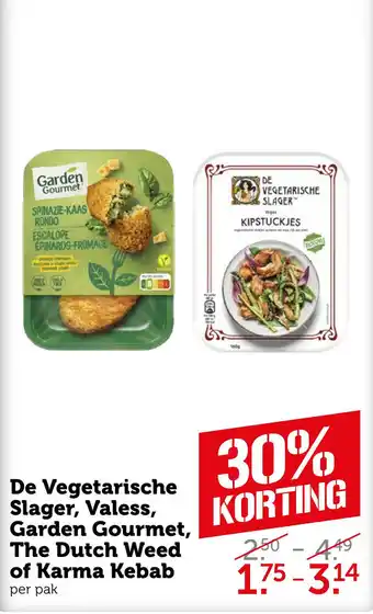 Coop De Vegetarische Slager, Valess, Garden Gourmet, The Dutch Weed of Karma Kebab aanbieding