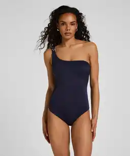 Hunkemoller Hunkemöller One Shoulder Badpak Sorrento Blauw aanbieding