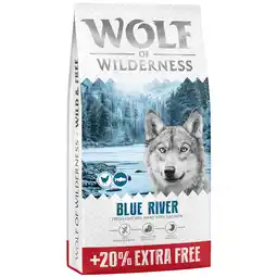 Zooplus 12 kg + 2,4 kg gratis! Wolf Of Wilderness droogvoer voor honden - Blue River Zalm Nieuw Recept aanbieding
