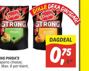 Dekamarkt DUYVIS STRONG PINDA’S Wasabi of jalapeno cheese. aanbieding