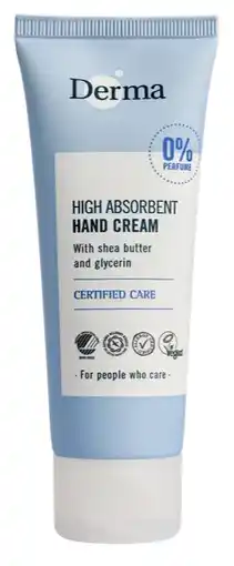 De Online Drogist Derma High Absorbent Hand Cream Parfumvrij 75ML aanbieding
