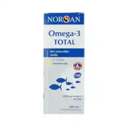 De Online Drogist Norsan Omega 3 Total Visolie Citroen Vloeibaar 200ML aanbieding