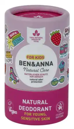 De Online Drogist Ben & Anna Natural Deodorant Kids Pink 25GR aanbieding