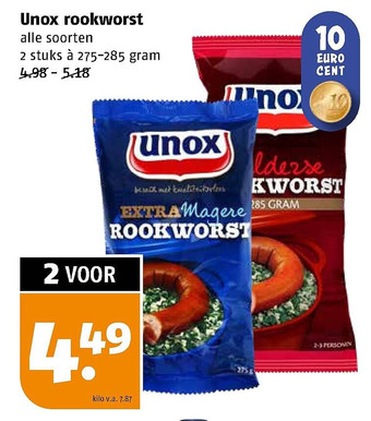 Poiesz Unox rookworst aanbieding