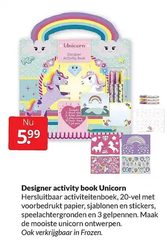 Boekenvoordeel Designer activity book Unicorn aanbieding