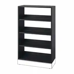 IKEA Zwarte houten boekenkast, vier open planken, stevige bouw, rustieke charme aanbieding
