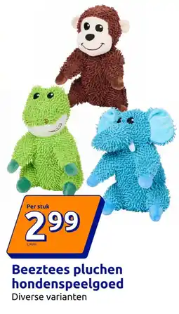 Action Beeztees pluchen hondenspeelgoed aanbieding