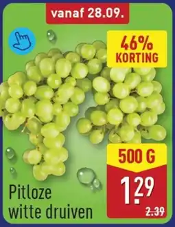 ALDI Pitloze Witte Druiven aanbieding