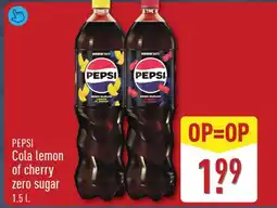 ALDI Pepsi Cola Lemon of Cherry Zero Sugar aanbieding