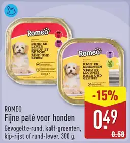 ALDI Romeo Fijne paté voor honden aanbieding