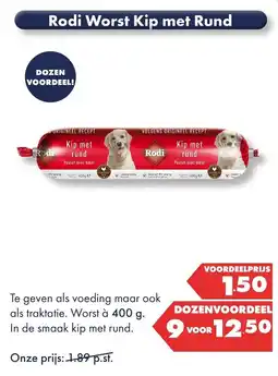 Huisdier Voordeelshop Rodi Worst Kip met Rund aanbieding