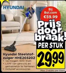 Vomar Voordeelmarkt Hyundai Steelstofzuiger HHE203202 aanbieding