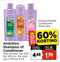 Vomar Voordeelmarkt Andrélon Shampoo of Conditioner aanbieding