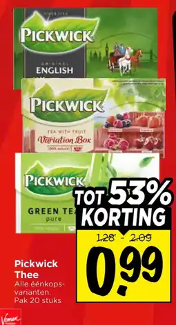 Vomar Voordeelmarkt Pickwick Thee aanbieding